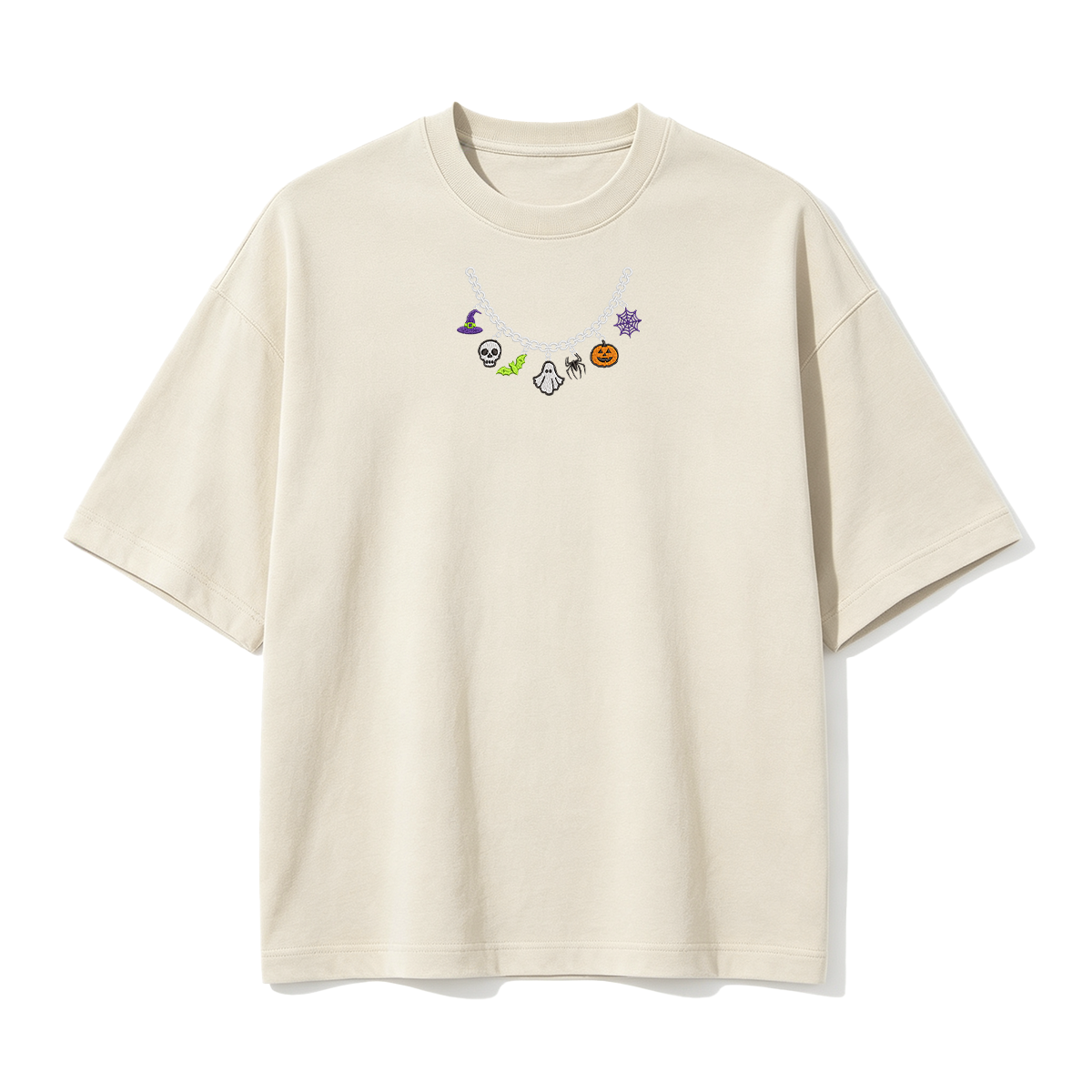 Spooky Season Necklace Charms Embroidered Halloween  T-shirt