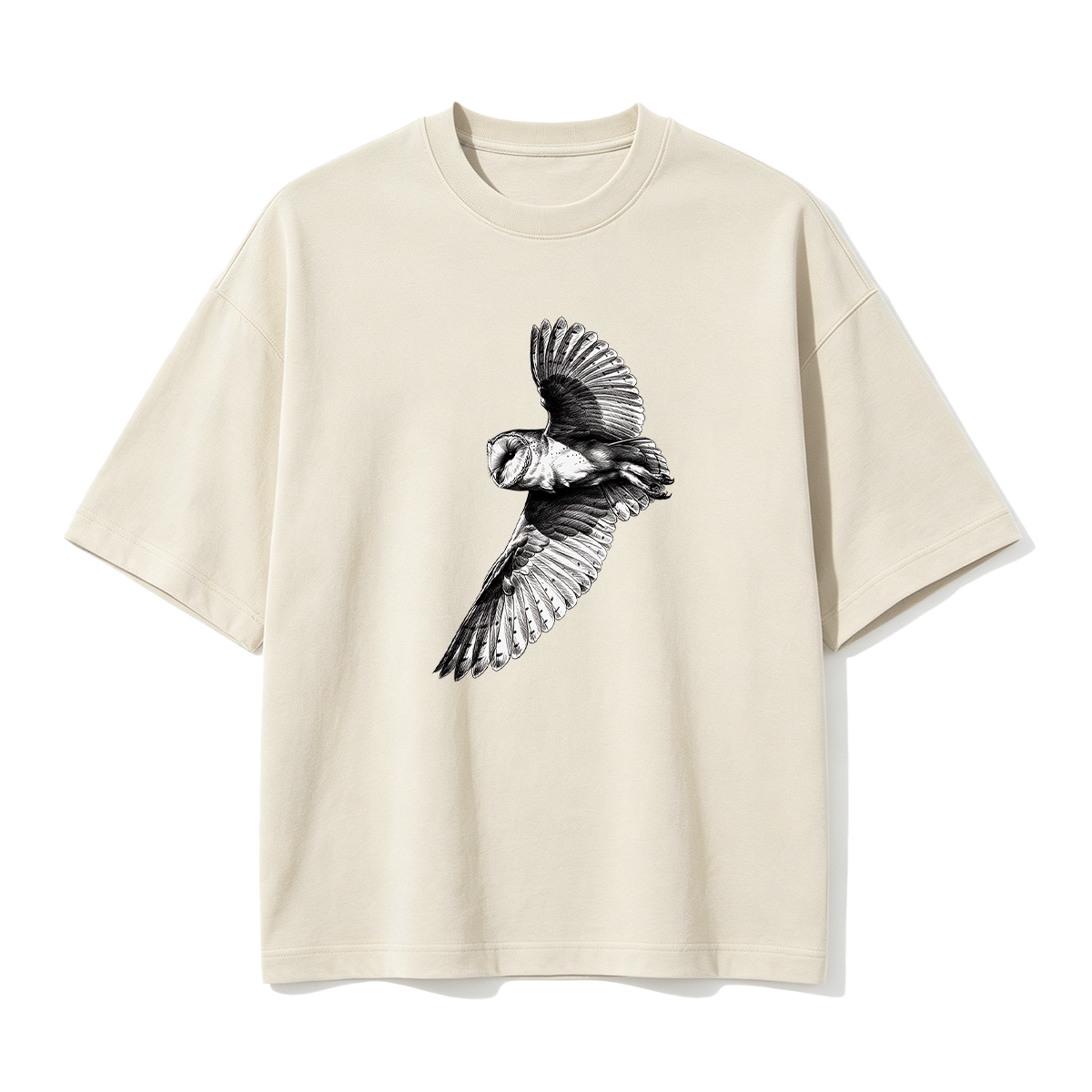 Barn Owl Pencil Sketch Oversized T-shirt