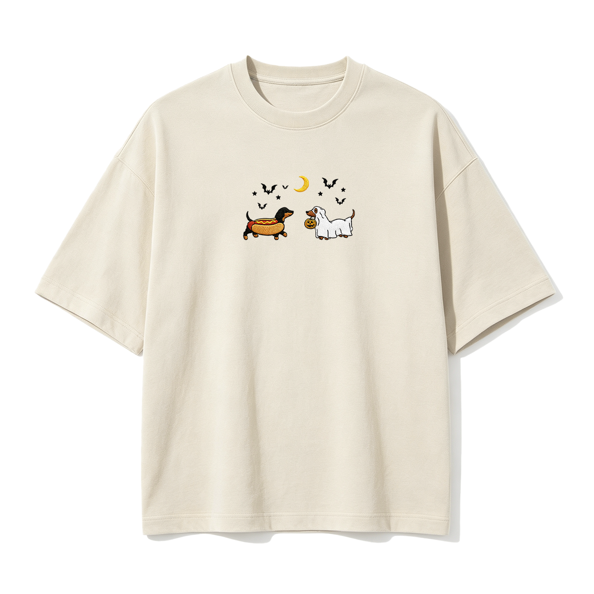 Embroidered Halloween Black and Brown & Brown Dachshunds Spooky Season  T-shirt
