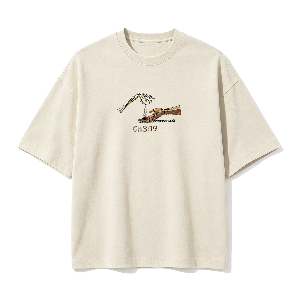 Embroidered  The Significance of Genesis 3:19 in Christian Fashion T-shirt