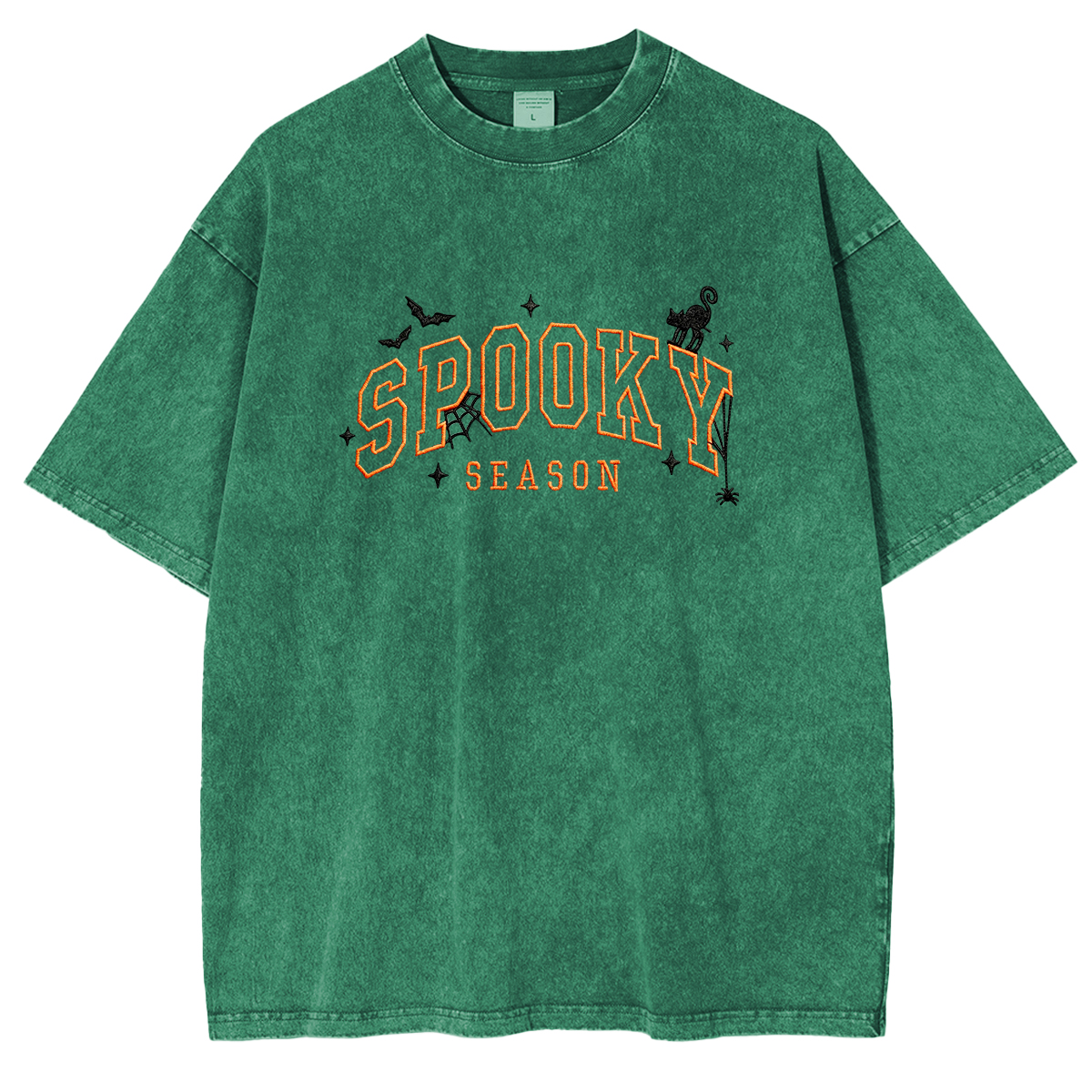 Spooky season embroidered Halloween Weashed Shrit