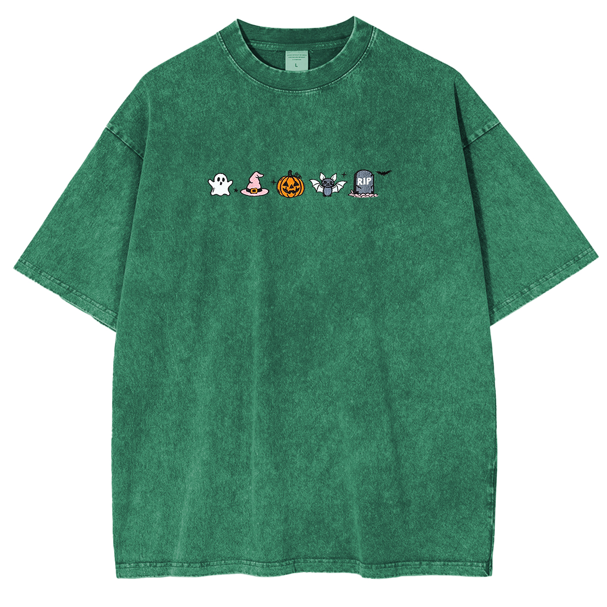 Embroidered Halloween  Weashed Shrit