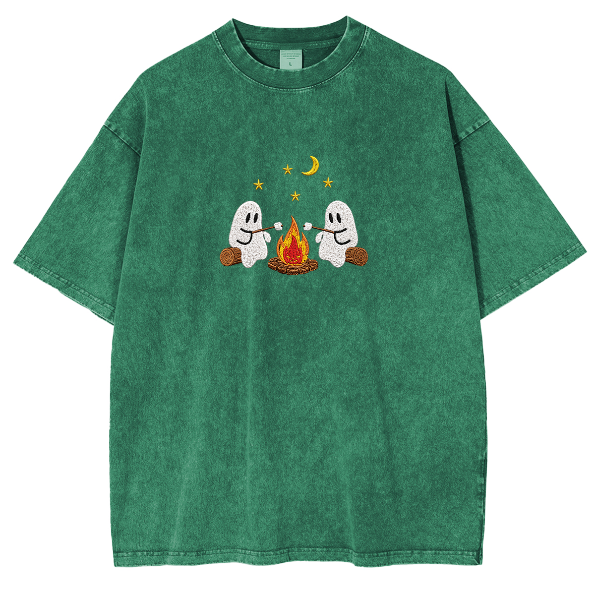 Camping Ghosts Embroidered Halloween Weashed Shrit