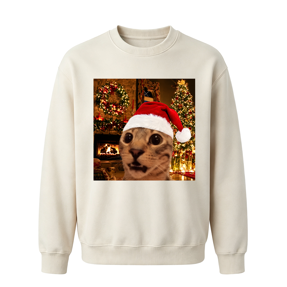 Funny Christmas Cat Oversized T-shirt
