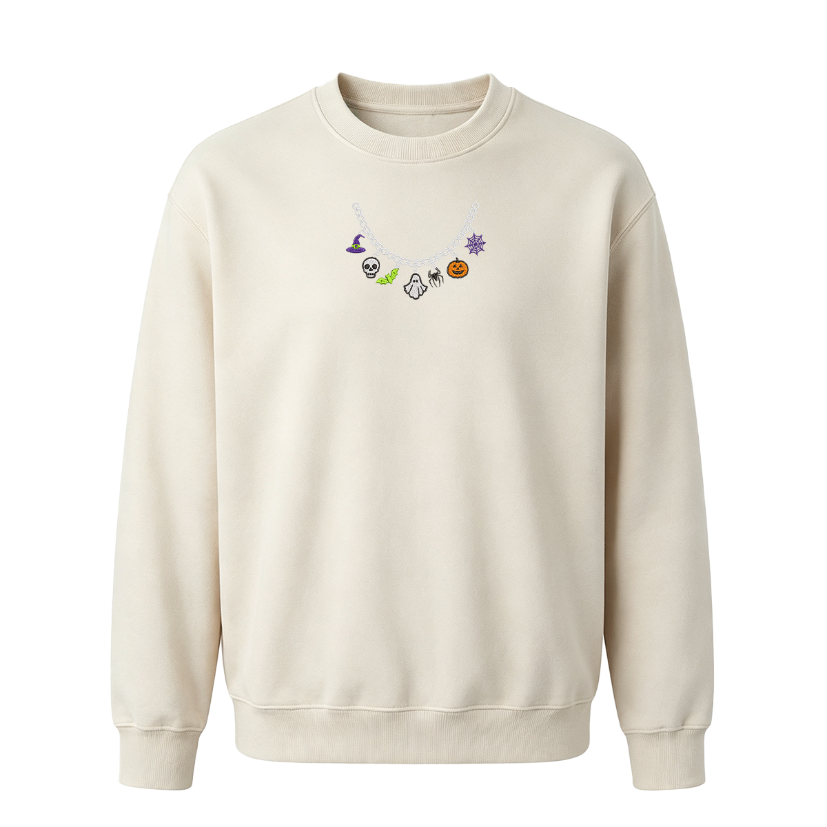 Spooky Season Necklace Charms Embroidered Halloween Sweatshirt