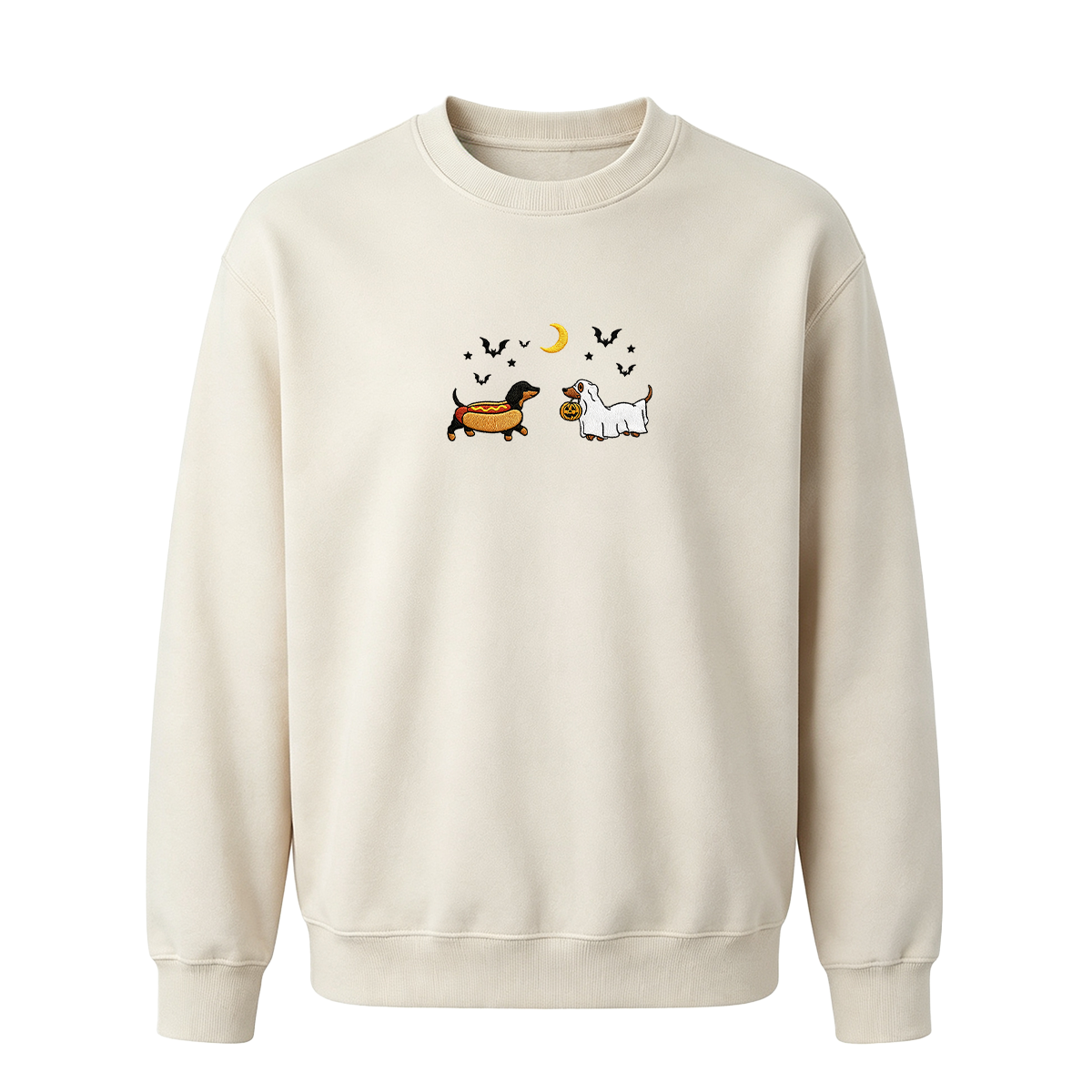 Embroidered Halloween Black and Brown & Brown Dachshunds Spooky Season Sweatshirt