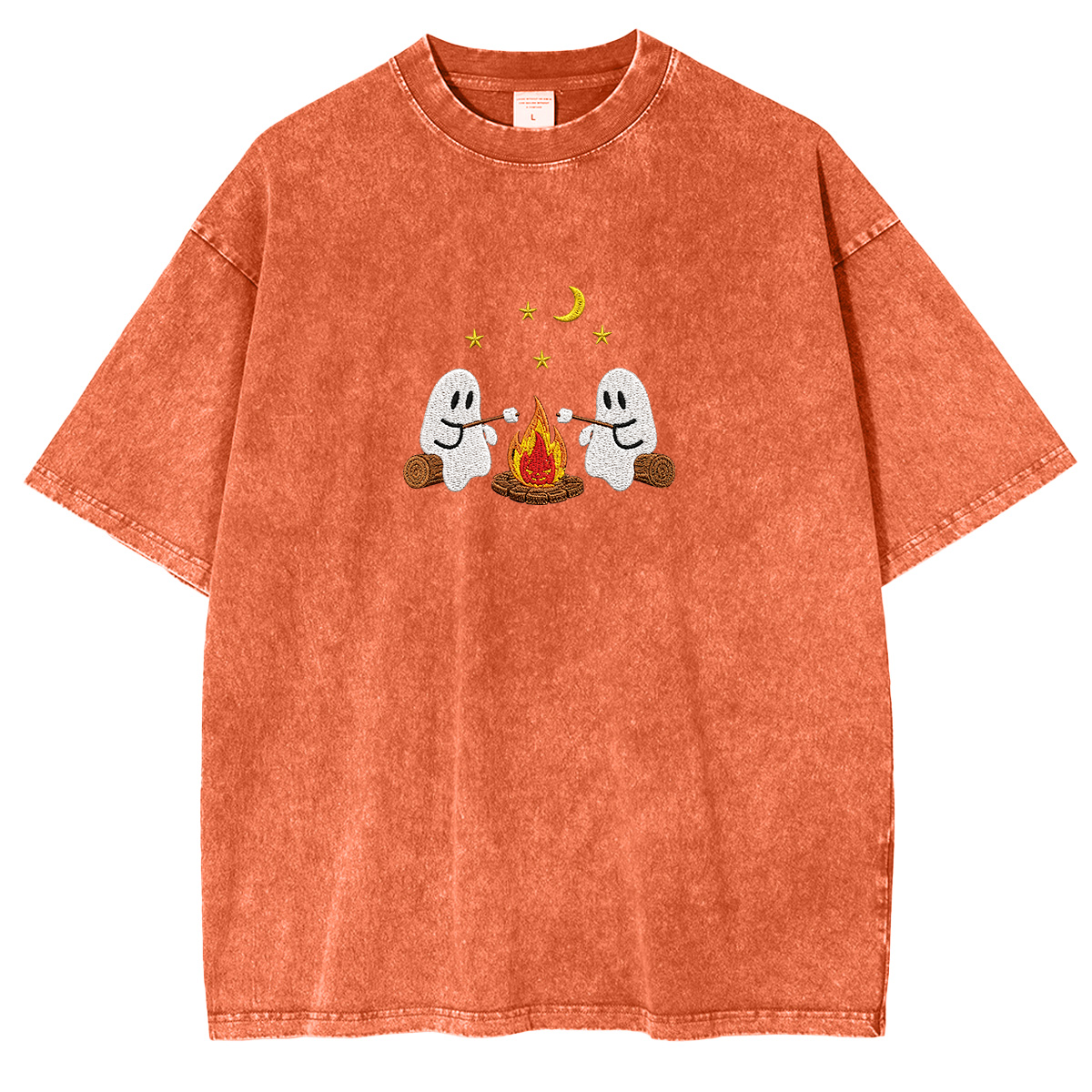 Camping Ghosts Embroidered Halloween Weashed Shrit