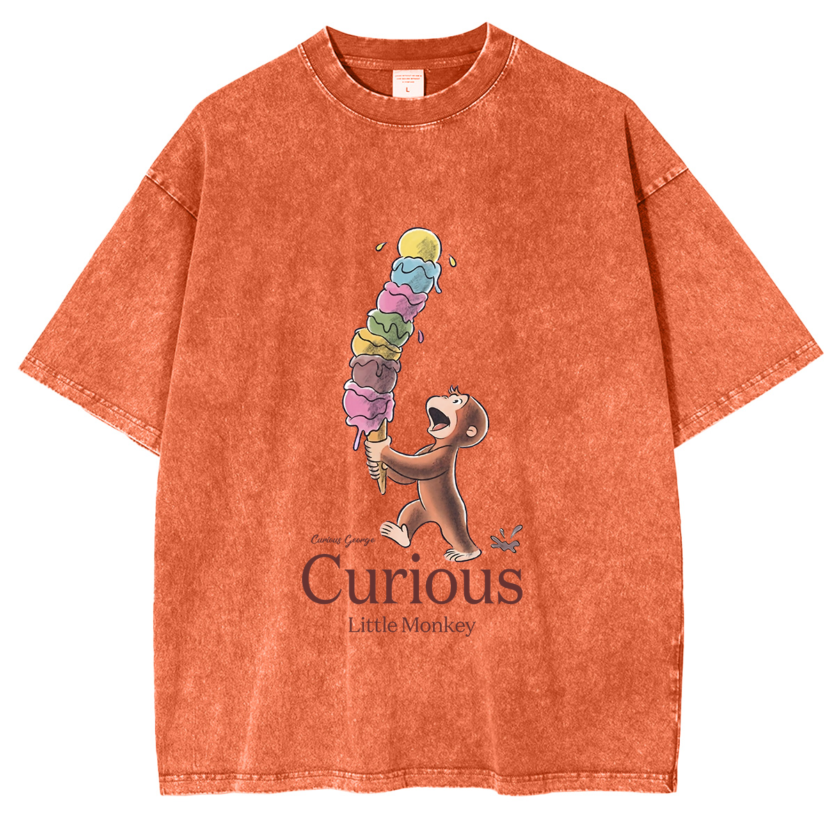 Curious George Has An Ice Cream Treat Oversized T-shirt