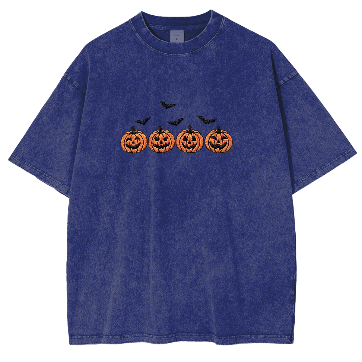 Pumpkins and bats embroidered spooky season Halloween Weashed Shrit
