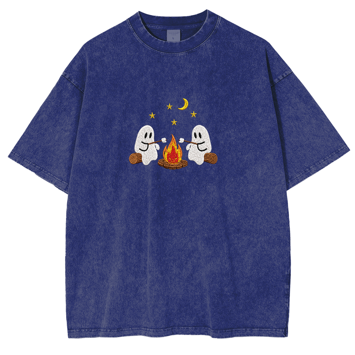 Camping Ghosts Embroidered Halloween Weashed Shrit