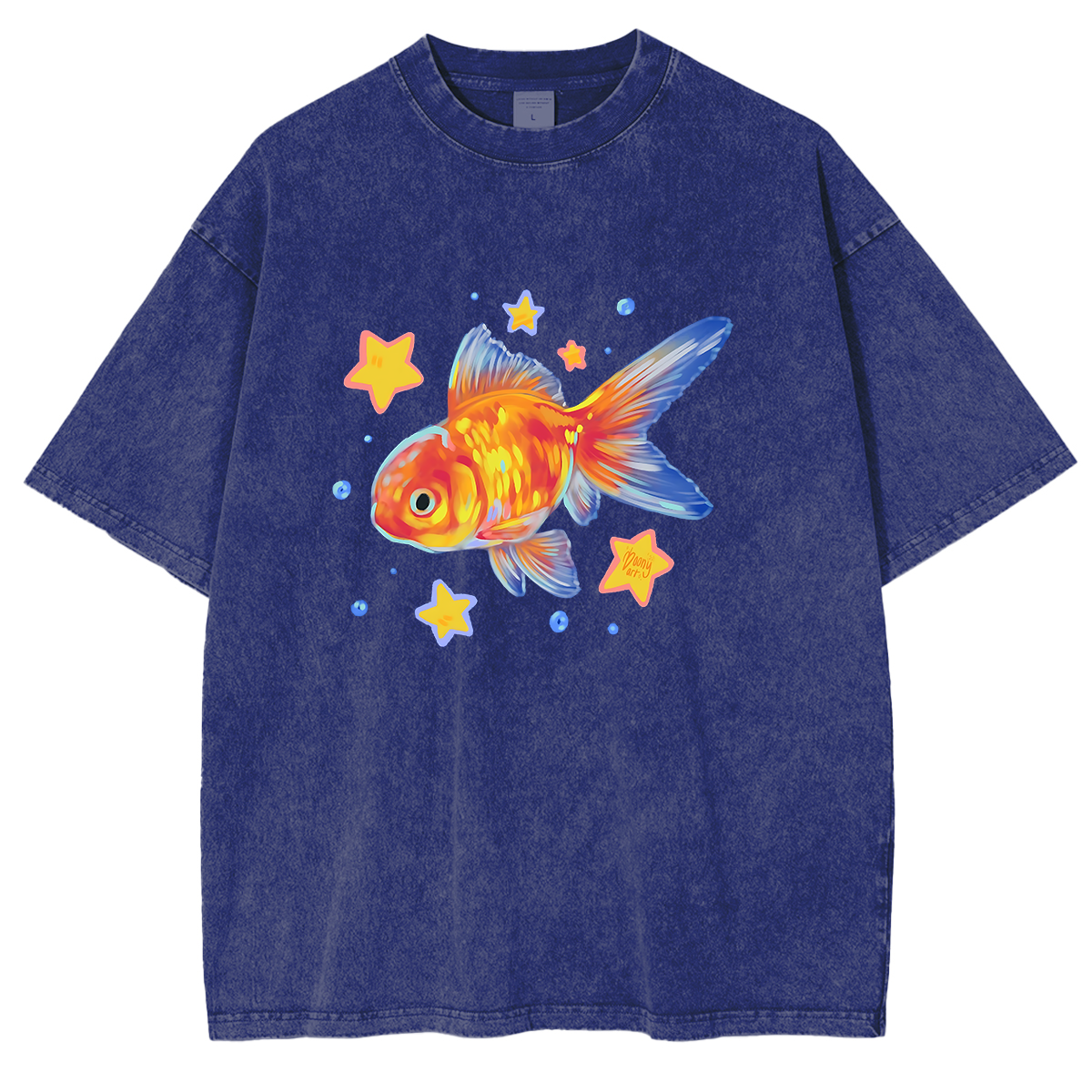 Goldfish Illustration Washed T-shirt