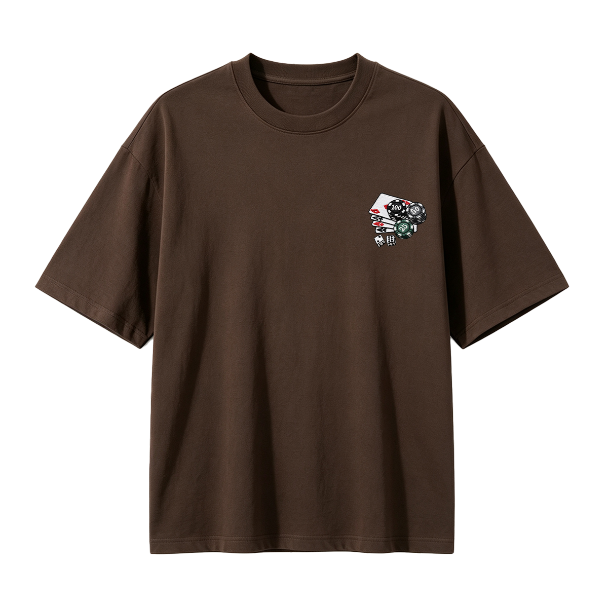 Embroidered Chips and Playing Cards T-shirt