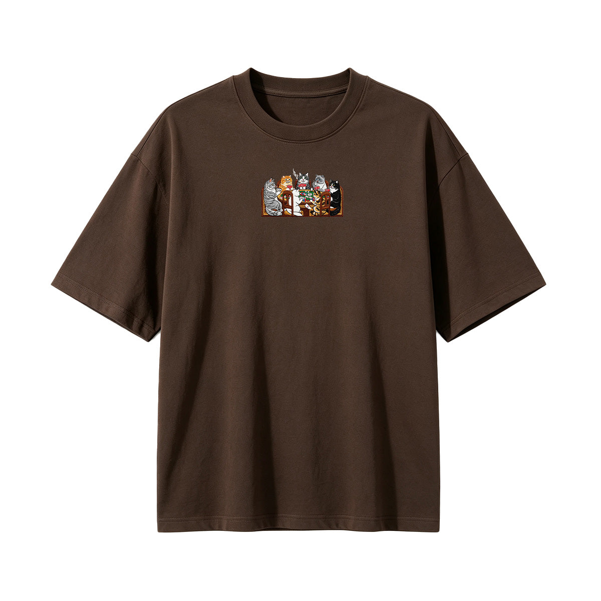 Embroidered Cats Playing Poker T-shirt