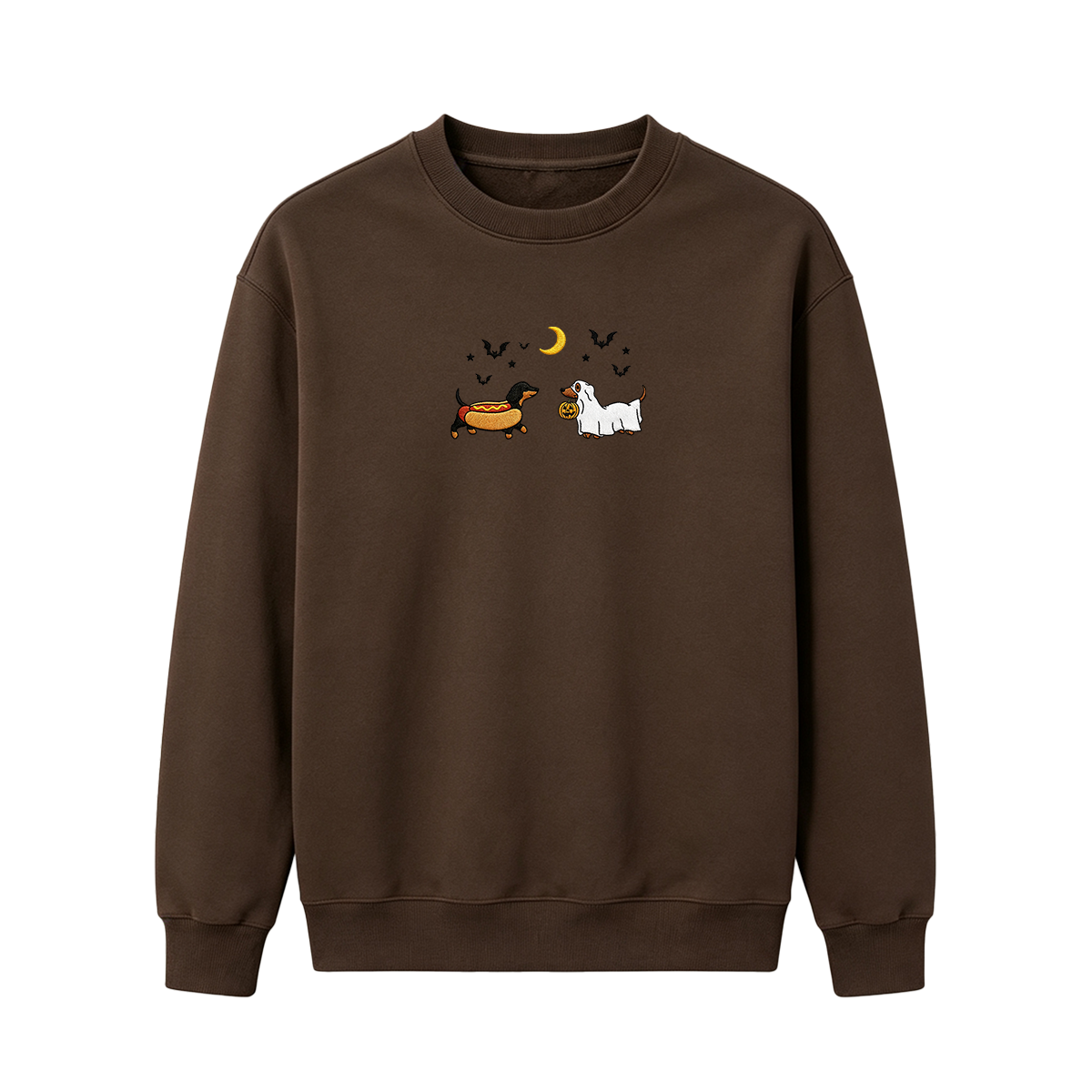 Embroidered Halloween Black and Brown & Brown Dachshunds Spooky Season Sweatshirt