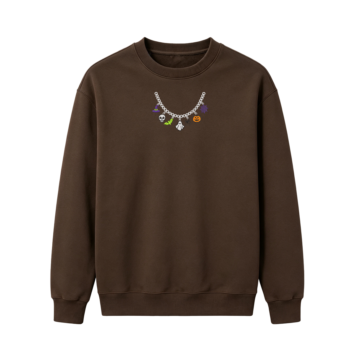 Spooky Season Necklace Charms Embroidered Halloween Sweatshirt