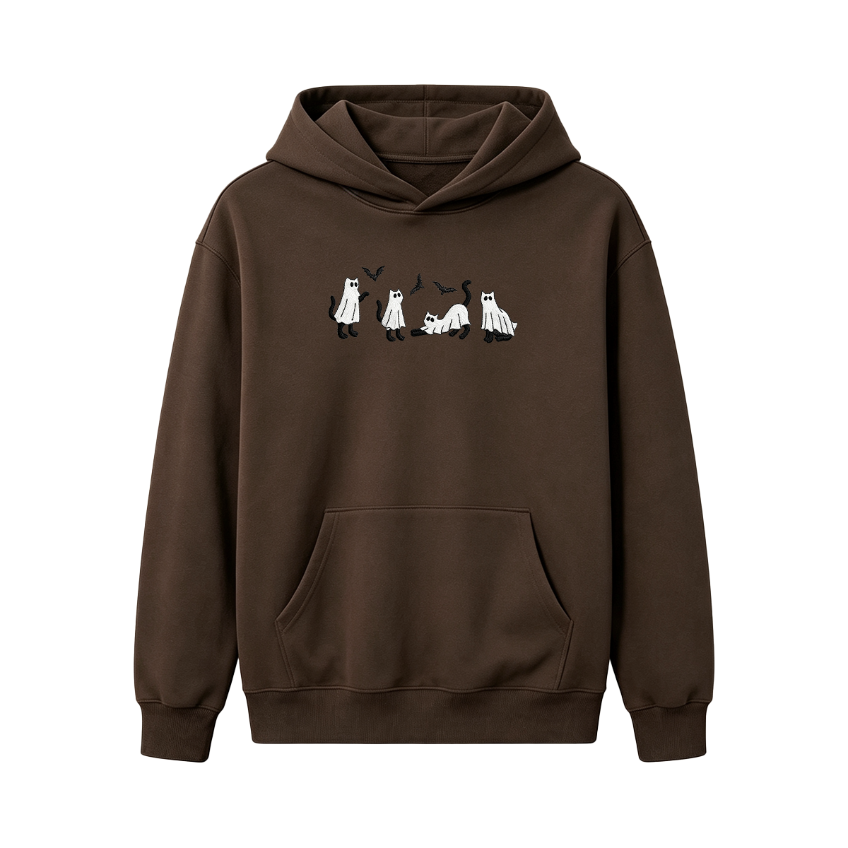 Embroidered Ghost Cats Halloween Hoodie
