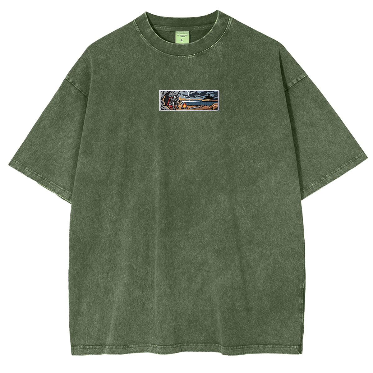 Embroidered Dark Fantay Washed T-shirt