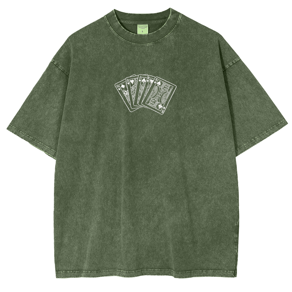 Embroidered Poker King  Washed T-shirt