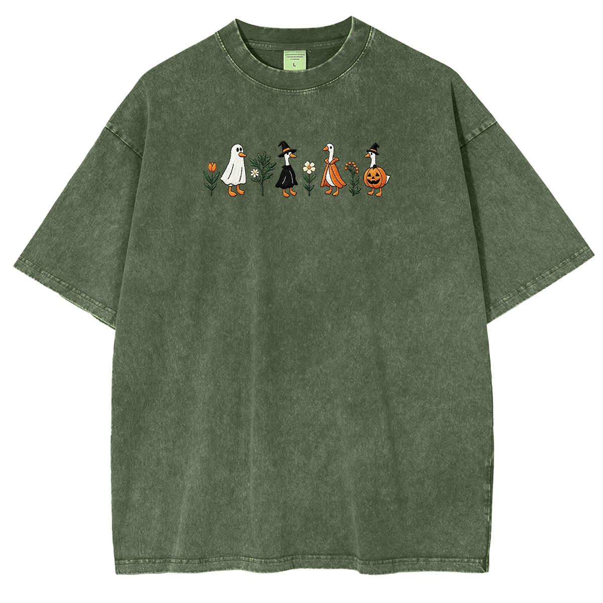Embroidered Spooky Goose Halloween Weashed Shrit