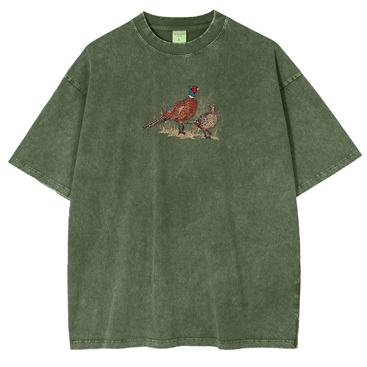 Embroidered Pheasant Washed T-shirt