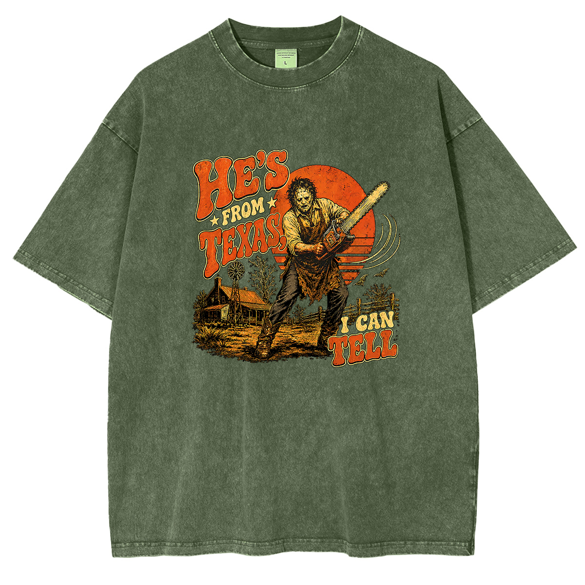 He's From Texas I Can Tell — Slasher Horror Washed T-shirts