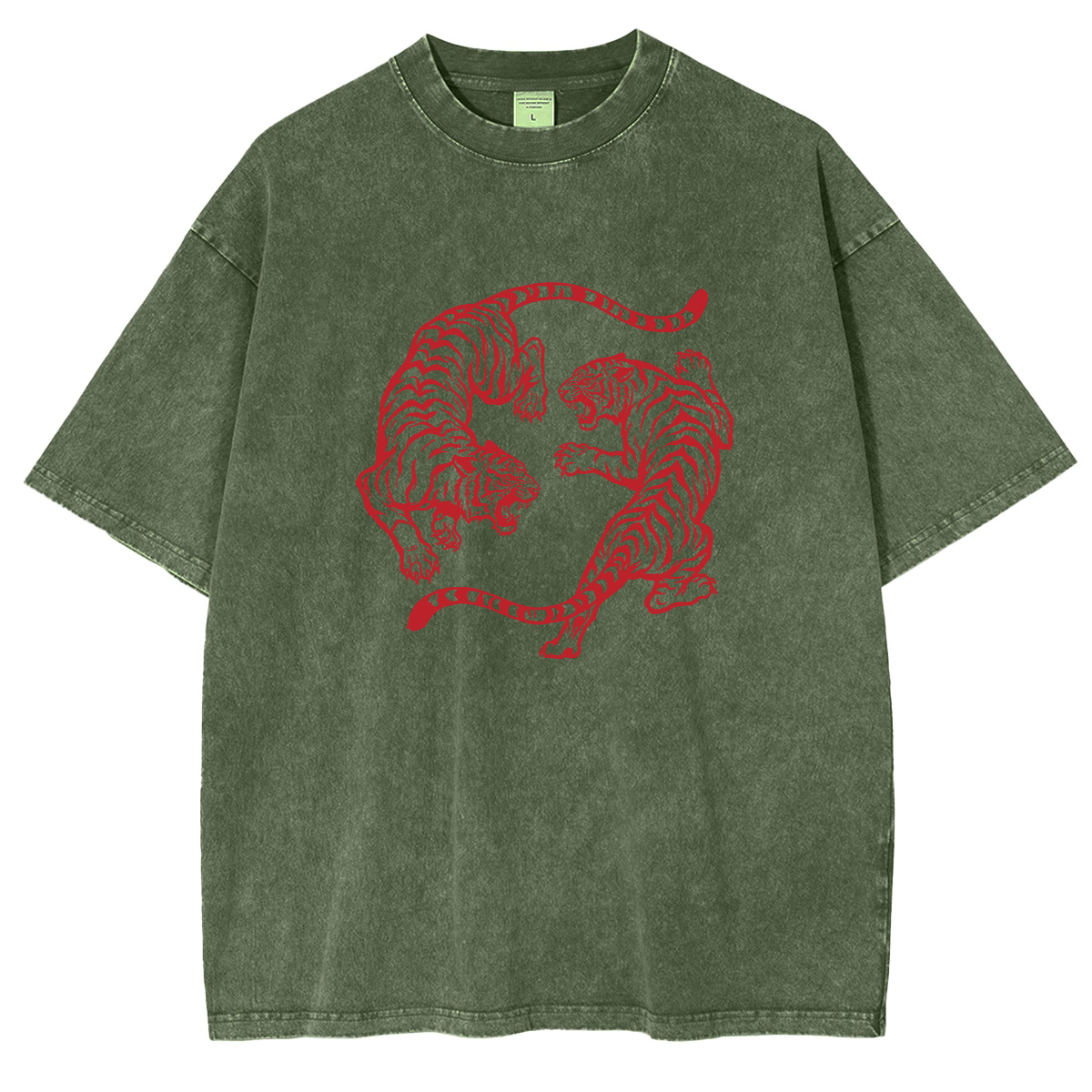 Vintage Tiger Yin Yang  Washed T-shirts