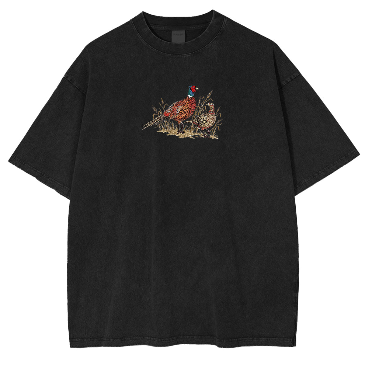 Embroidered Pheasant Weashed Shrit