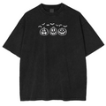 Embroidered Pumpkin Outline with Bats Weashed Shrit