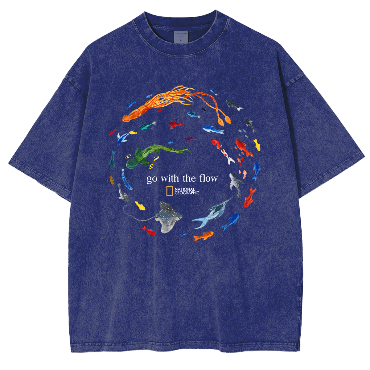 Marine Animals 'Go With The Flow Washed T-shirts