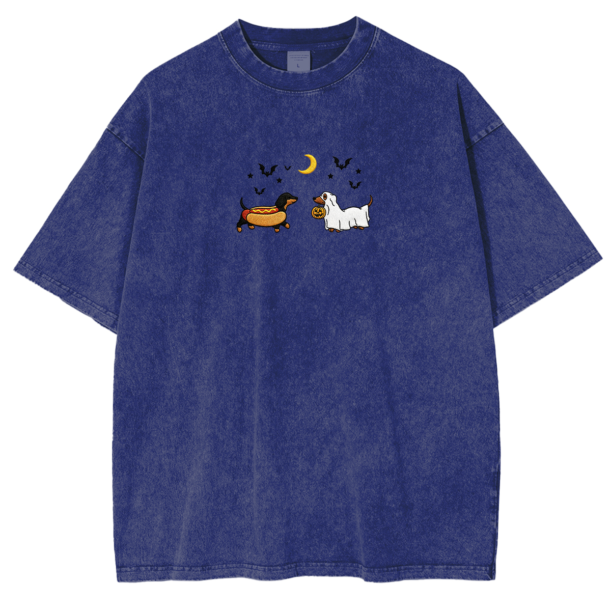 Embroidered Halloween Black and Brown & Brown Dachshunds Spooky Season Weashed Shrit