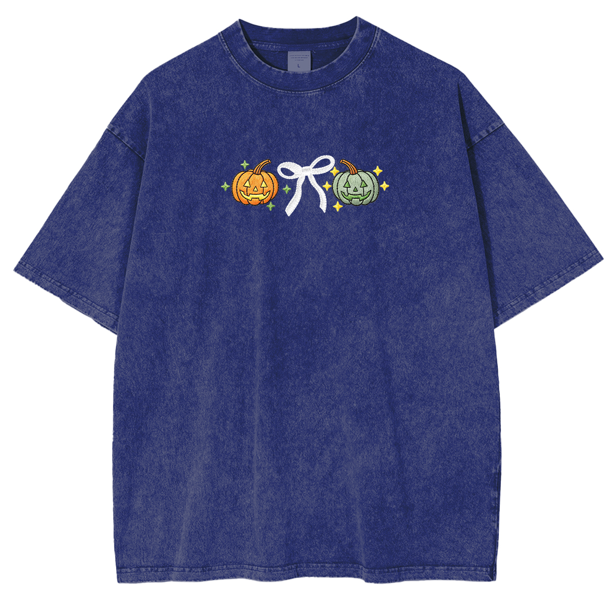 Embroidered Halloween Coquette Pumpkins Weashed Shrit