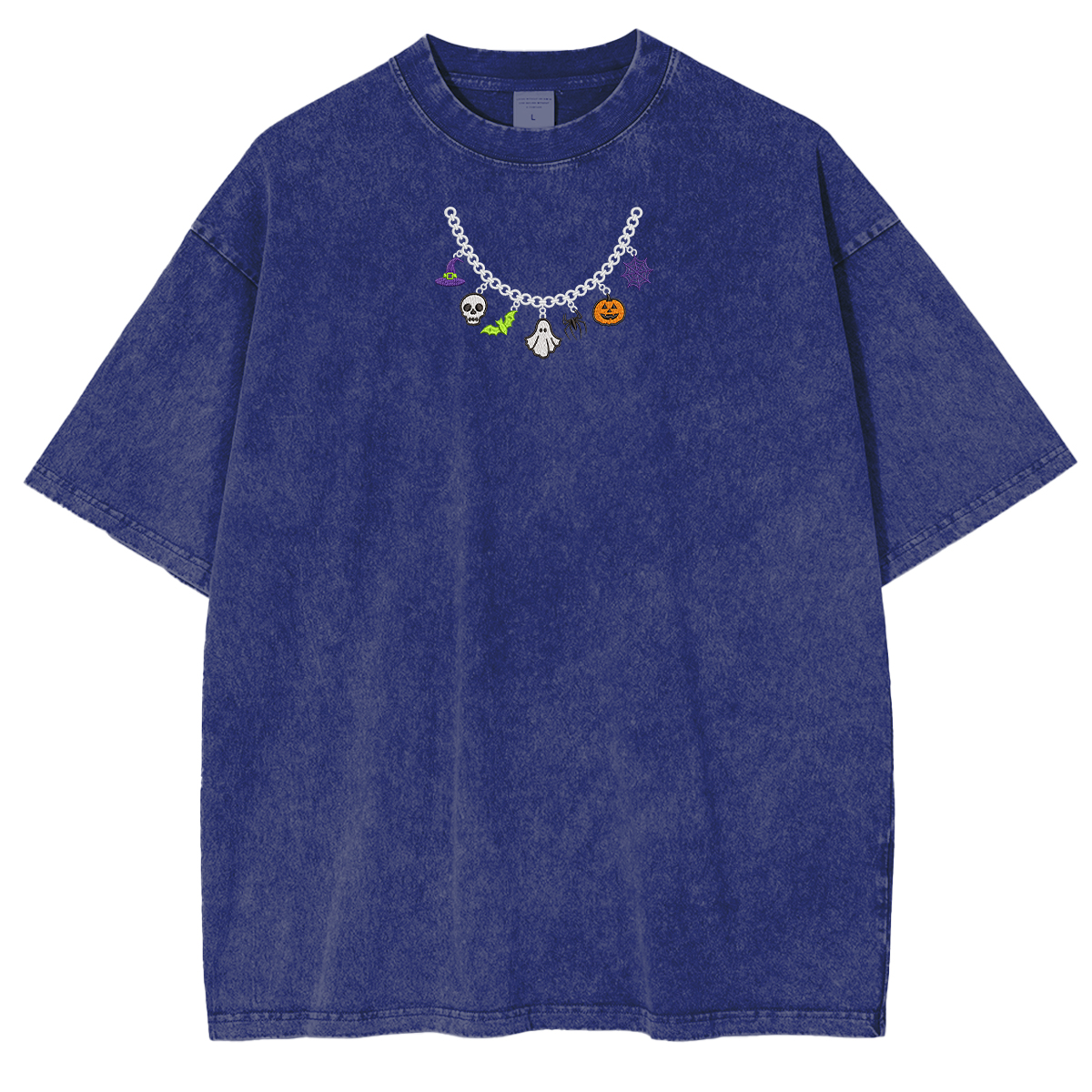 Spooky Season Necklace Charms Embroidered Halloween Weashed Shrit