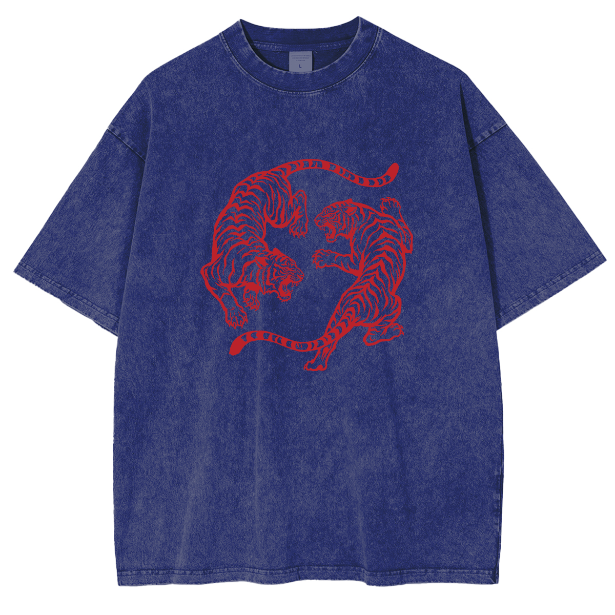 Vintage Tiger Yin Yang  Washed T-shirts