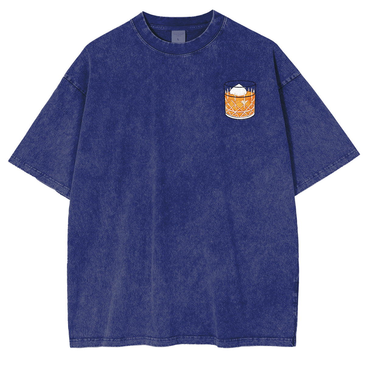 Embroidered Whiskey on the Rocks Washed T-shirt