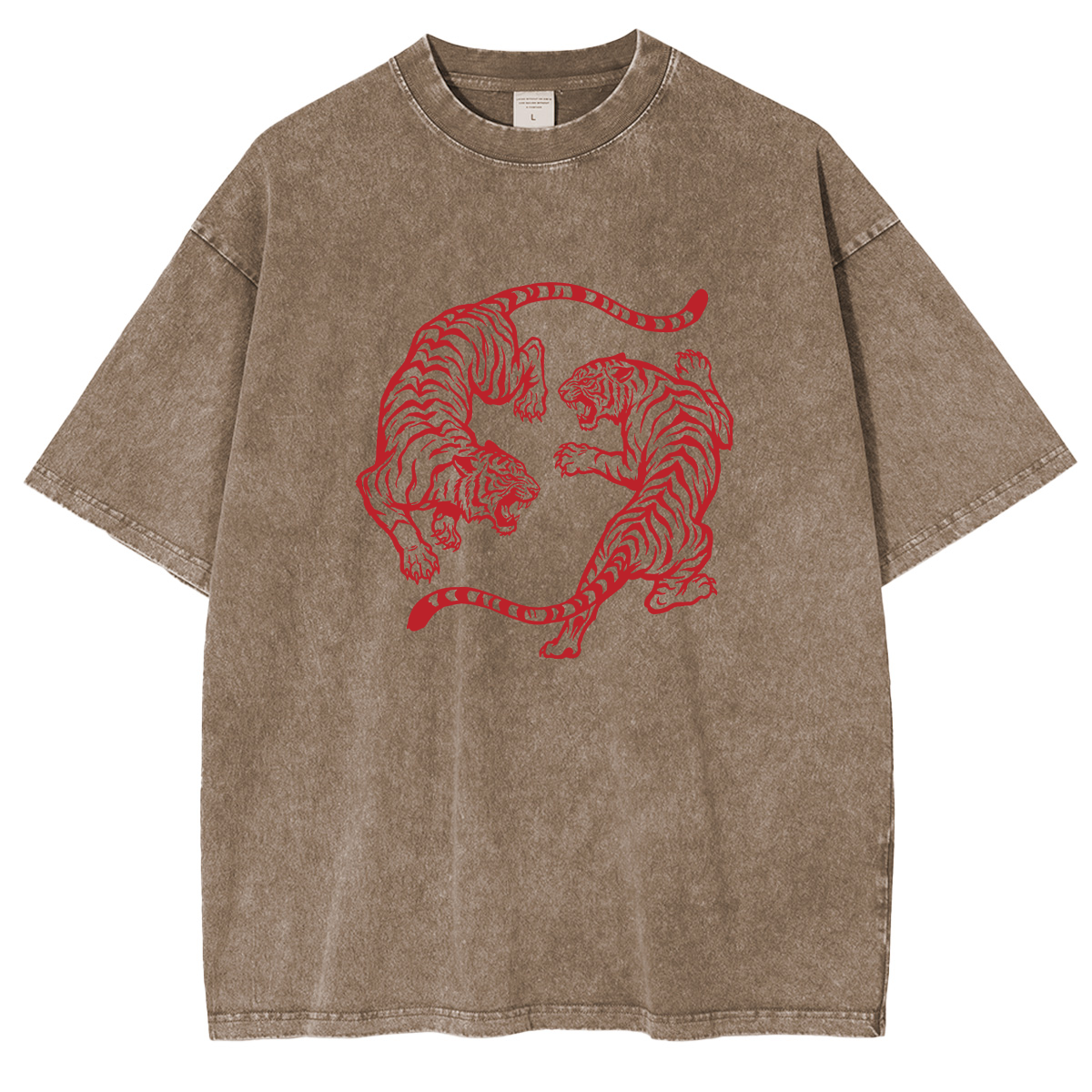 Vintage Tiger Yin Yang  Washed T-shirts