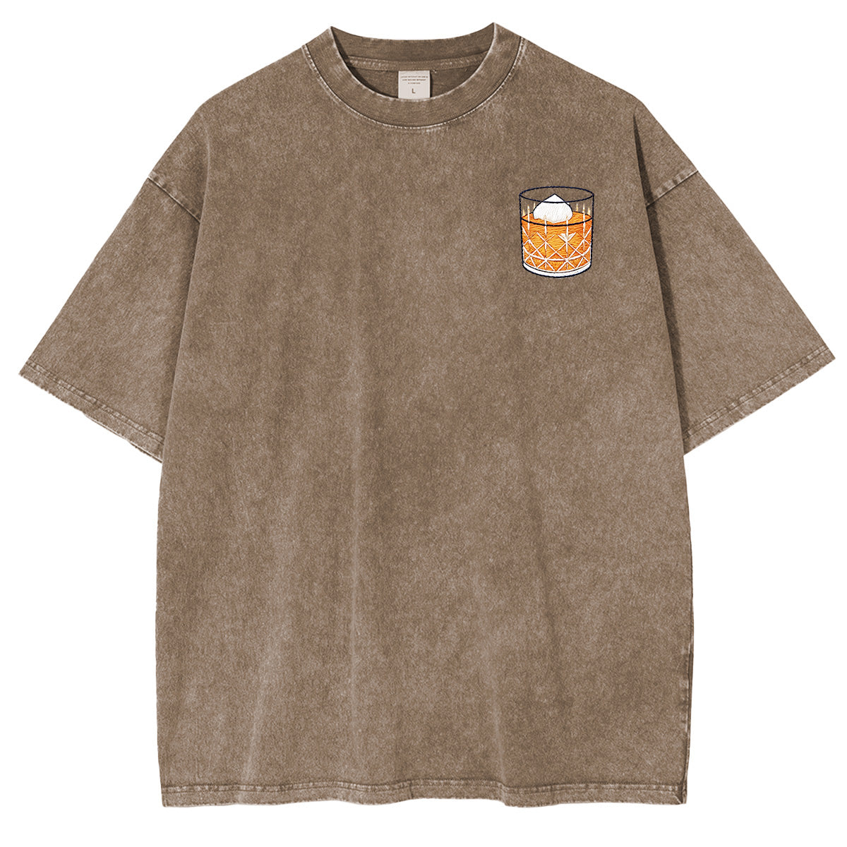 Embroidered Whiskey on the Rocks Washed T-shirt