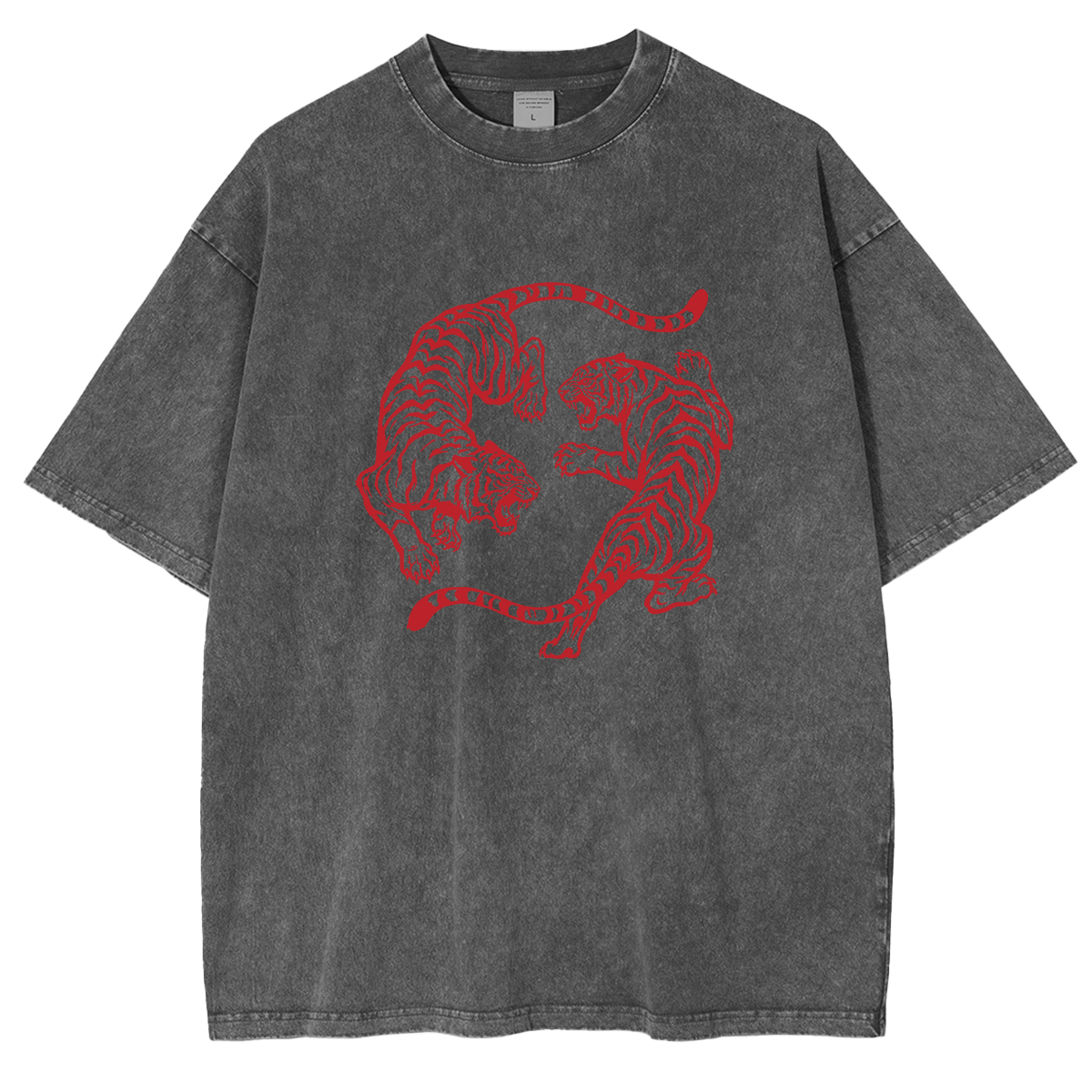 Vintage Tiger Yin Yang  Washed T-shirts