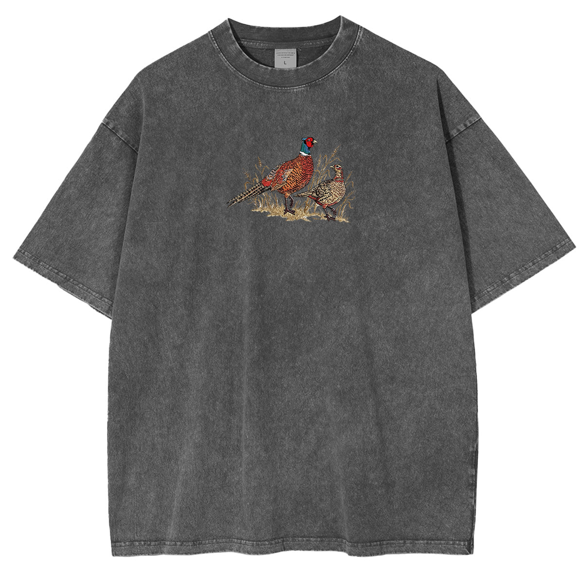 Embroidered Pheasant Washed T-shirt
