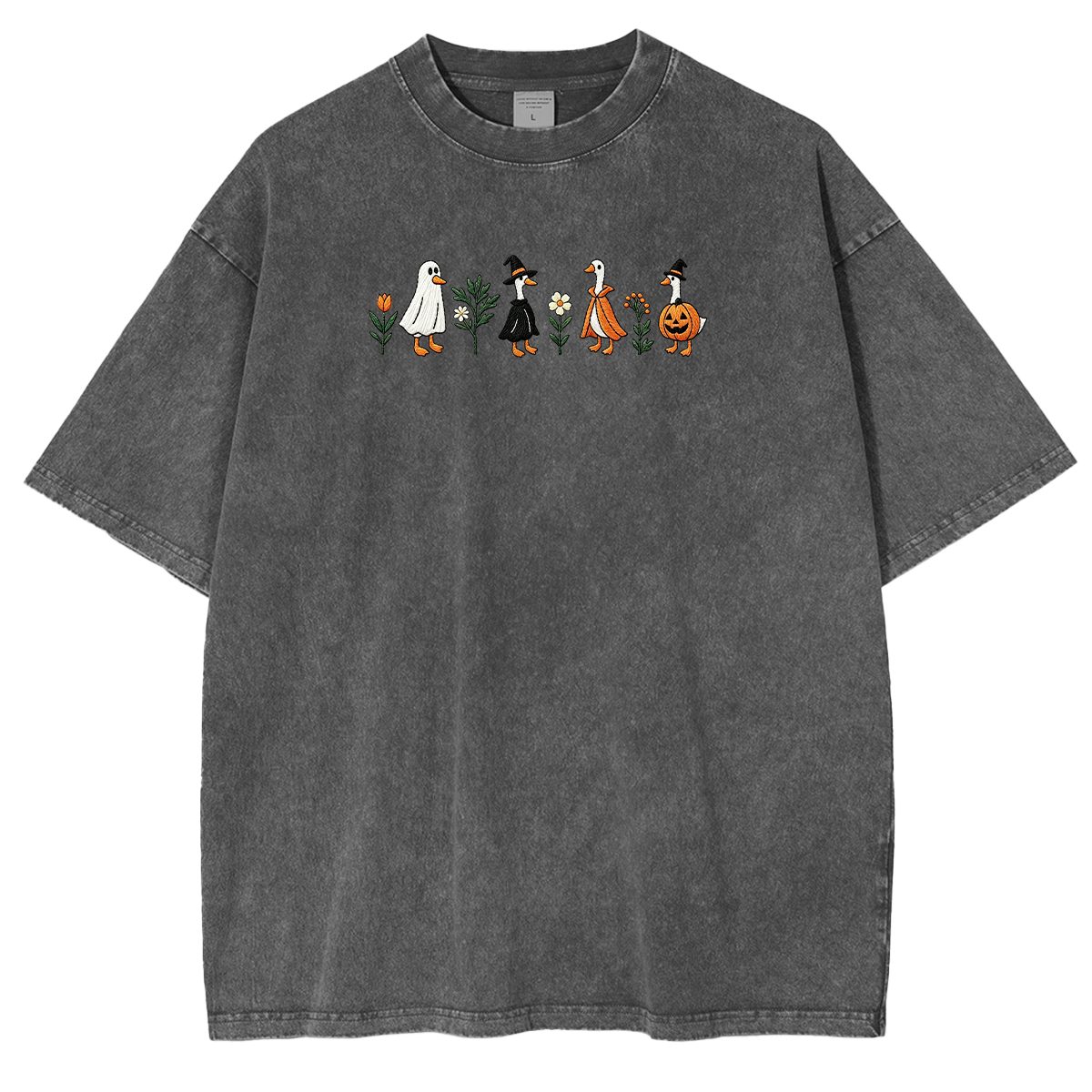 Embroidered Spooky Goose Halloween Weashed Shrit