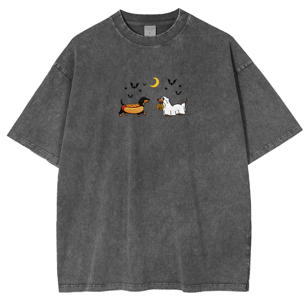 Embroidered Halloween Black and Brown & Brown Dachshunds Spooky Season Weashed Shrit