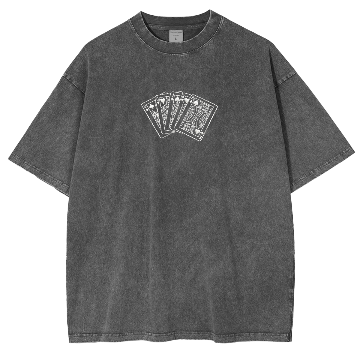 Embroidered Poker King  Washed T-shirt