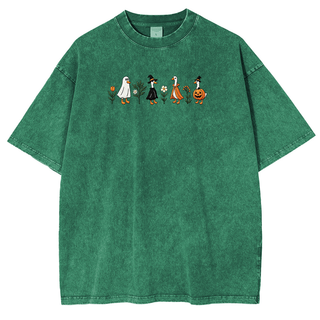 Embroidered Spooky Goose Halloween Weashed Shrit
