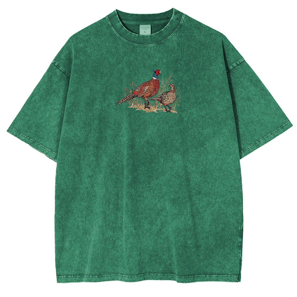 Embroidered Pheasant Washed T-shirt