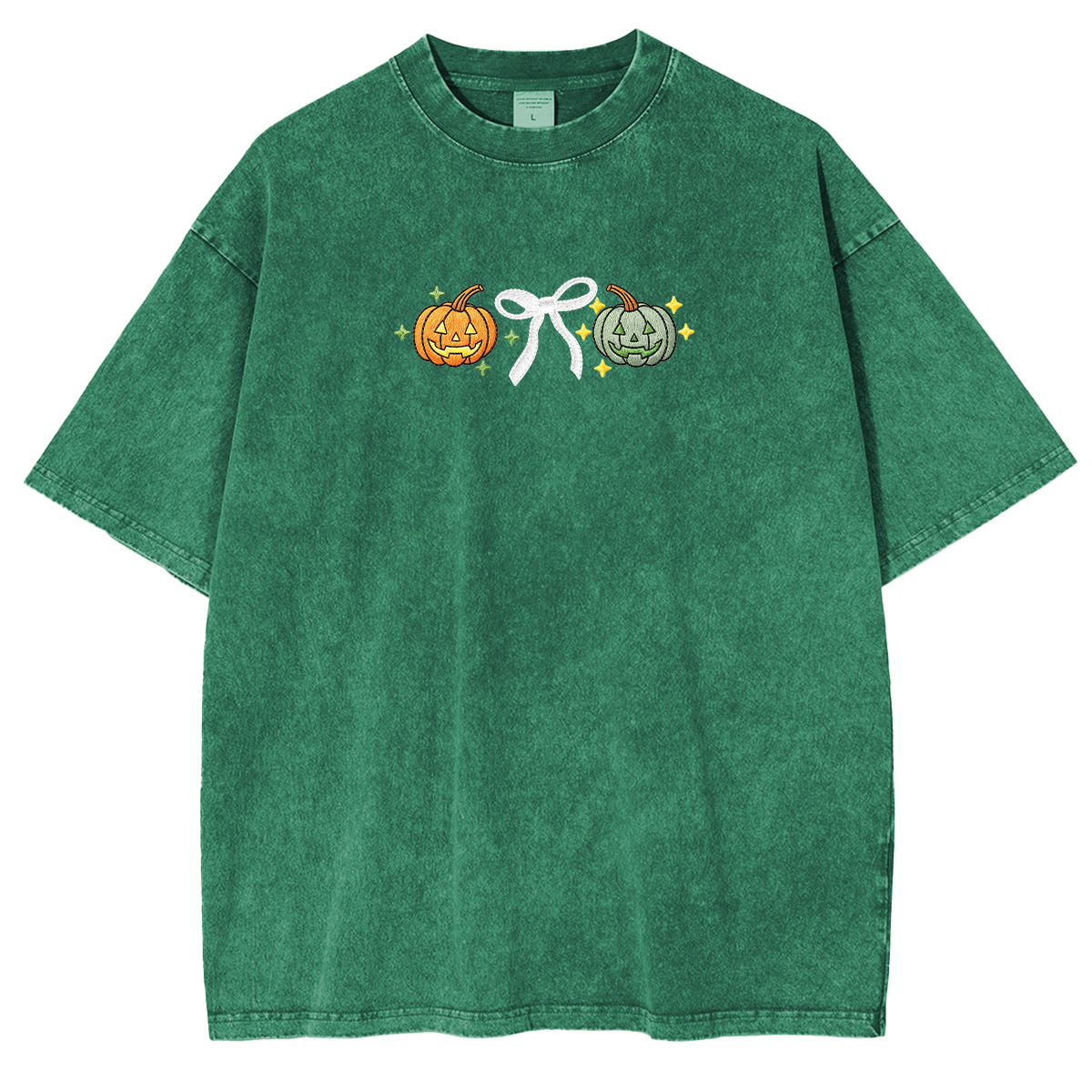 Embroidered Halloween Coquette Pumpkins Weashed Shrit
