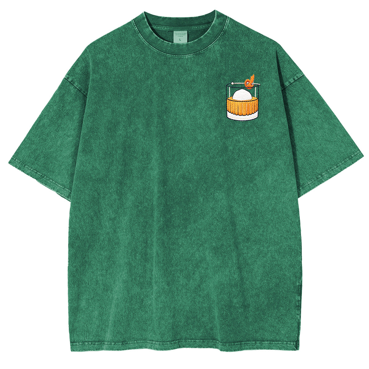 Embroidered OLD Fashiond  Washed T-shirt