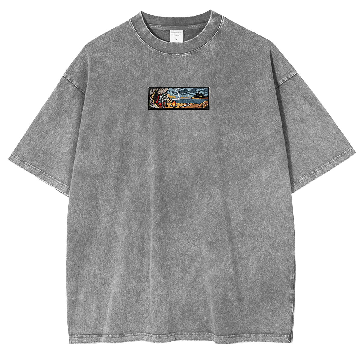 Embroidered Dark Fantay Washed T-shirt