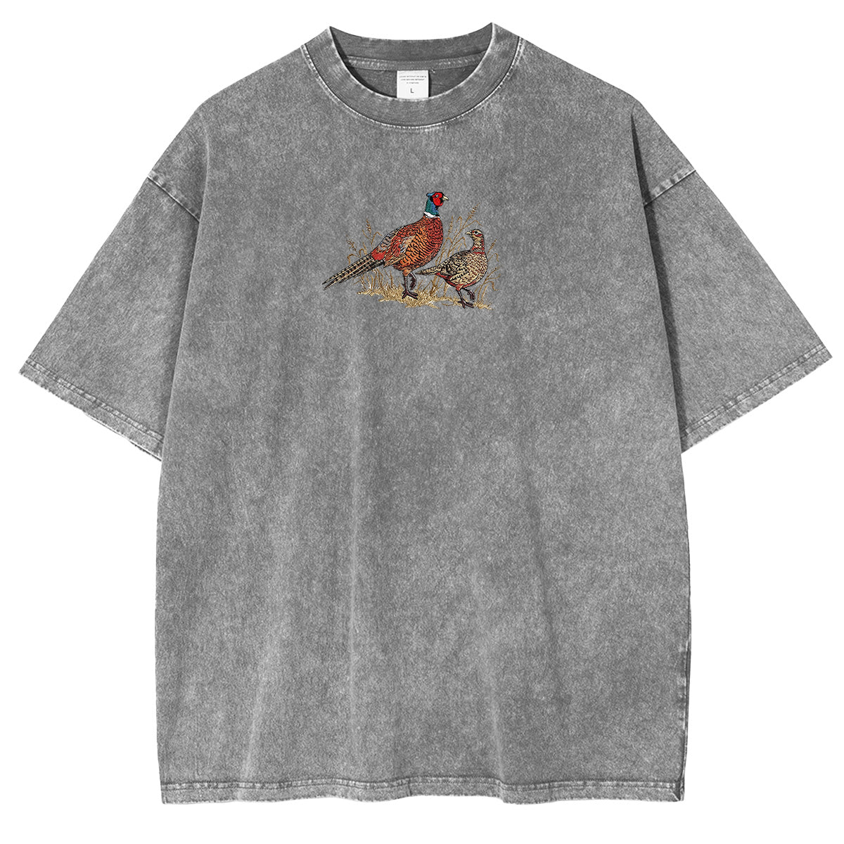 Embroidered Pheasant Washed T-shirt