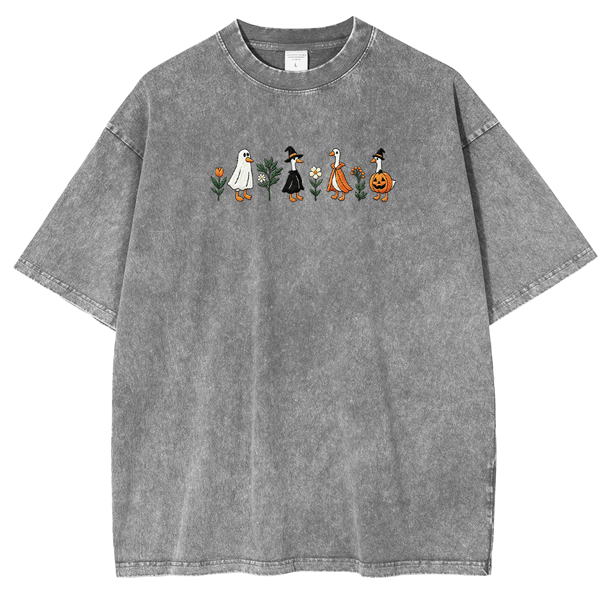 Embroidered Spooky Goose Halloween Weashed Shrit