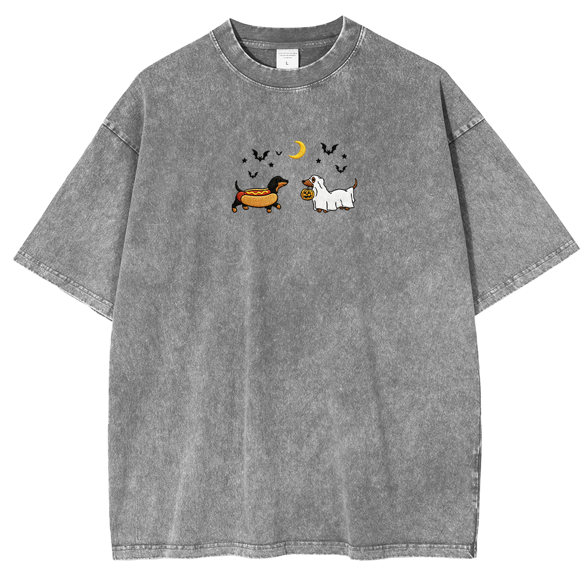 Embroidered Halloween Black and Brown & Brown Dachshunds Spooky Season Weashed Shrit