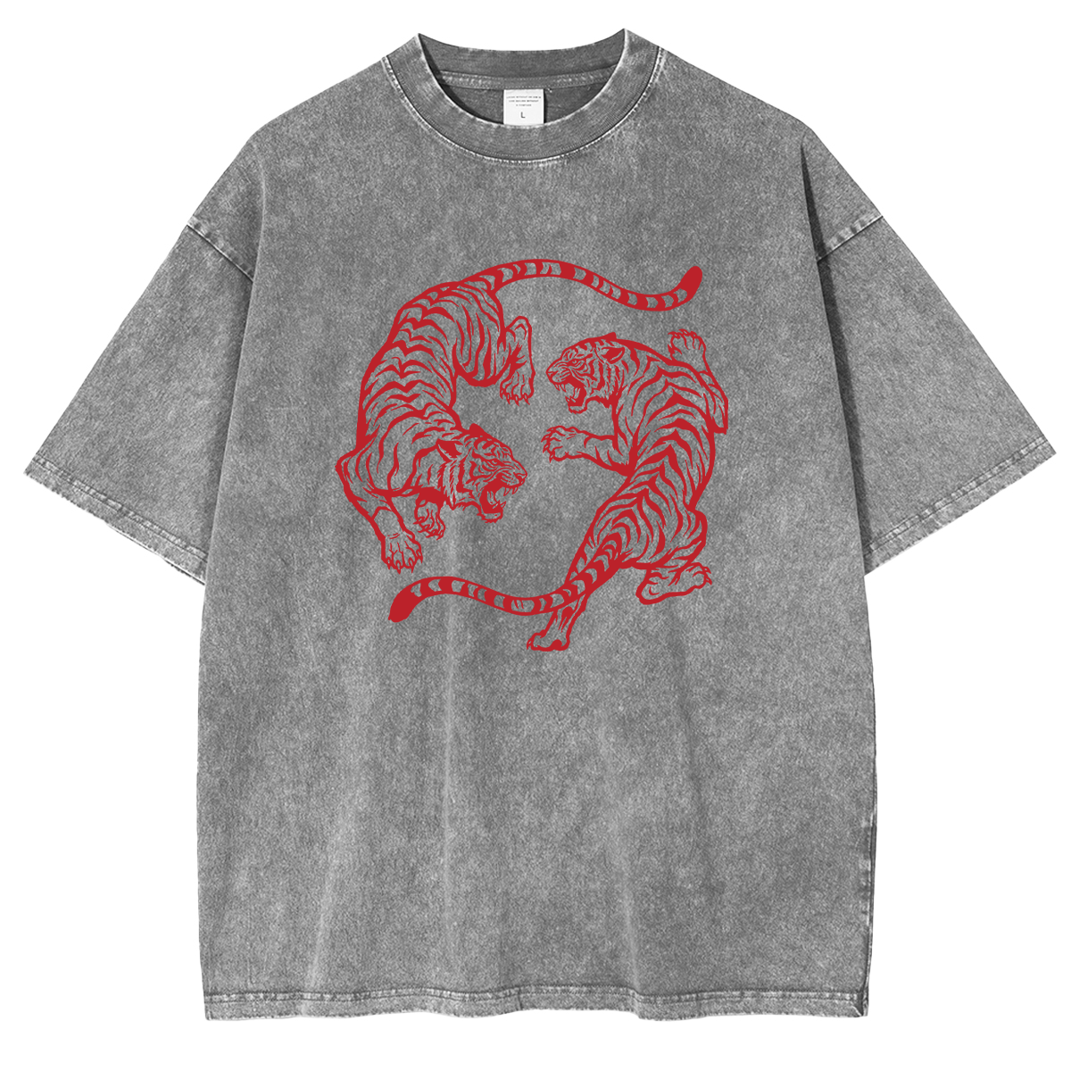 Vintage Tiger Yin Yang  Washed T-shirts